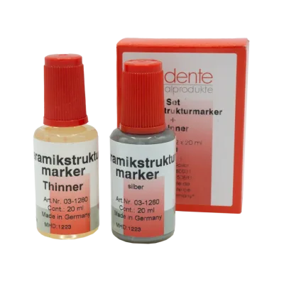 Keramikstrukturmarker Set Silber + Verdünner, 2 x 20 ml