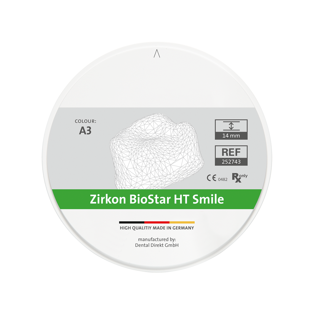 Zirkon BioStar HT Smile Colour, Ø 98,5 mm, H 14 mm, A1